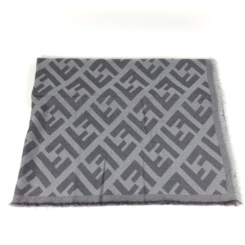 Fendi Shawl Zucca Logo Fxx056 Wool Gray
