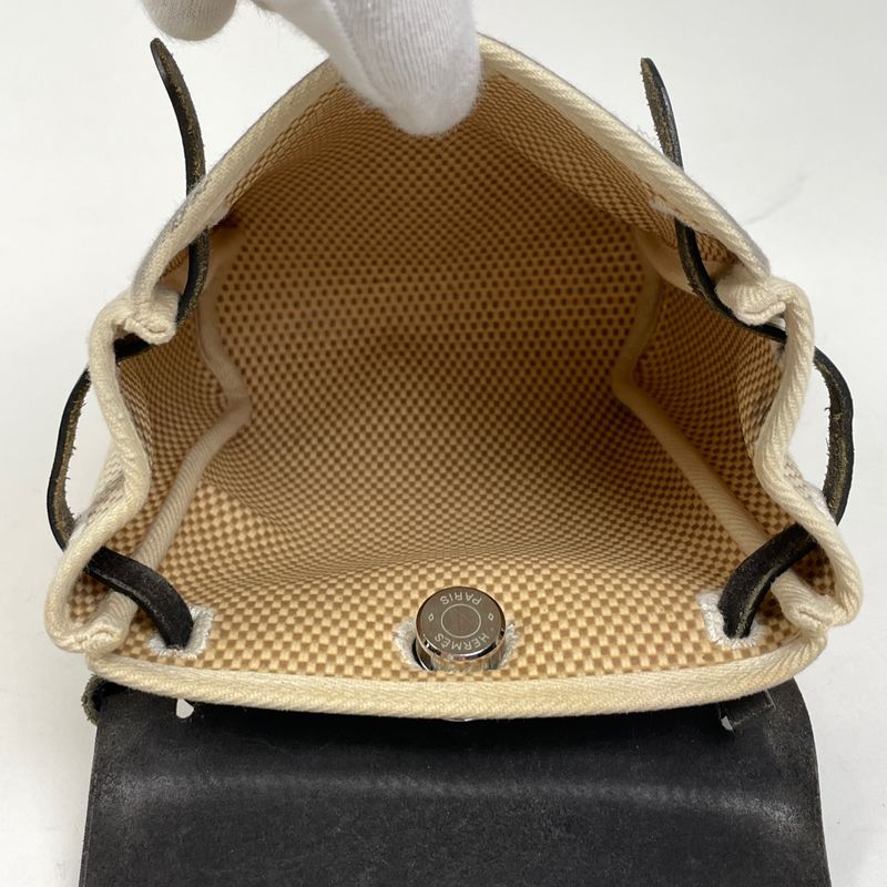 Hermes Herbag TPM Crossbody Shoulder Bag Toile Officier Black Natural □H Women