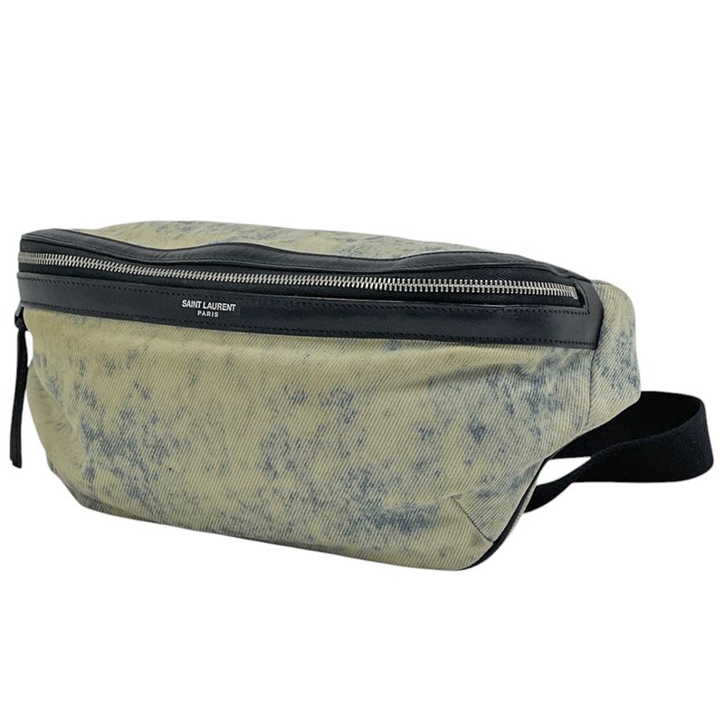 Saint Laurent Logo Waist Bag Waist Pouch Belt Bag Body Bag Canvas White Blue