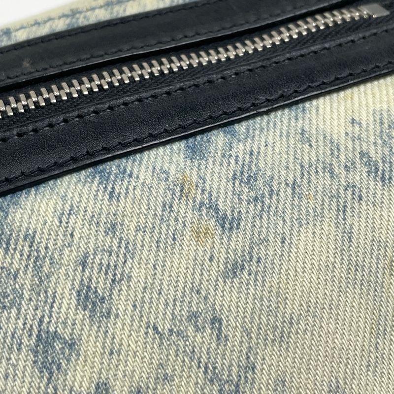 Saint Laurent Logo Waist Bag Waist Pouch Belt Bag Body Bag Canvas White Blue