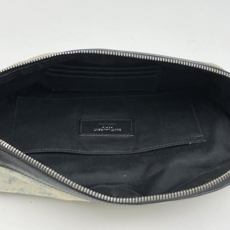 Saint Laurent Logo Waist Bag Waist Pouch Belt Bag Body Bag Canvas White Blue