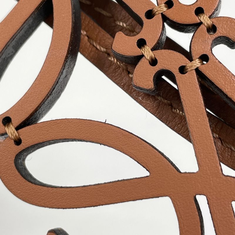 Loewe Anagram Charm Key Holder Strap Bag Charm Leather Brown Women