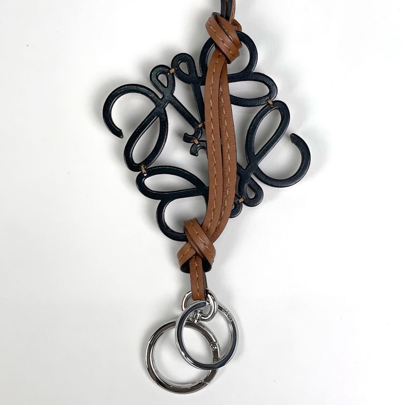 Loewe Anagram Charm Key Holder Strap Bag Charm Leather Brown Women