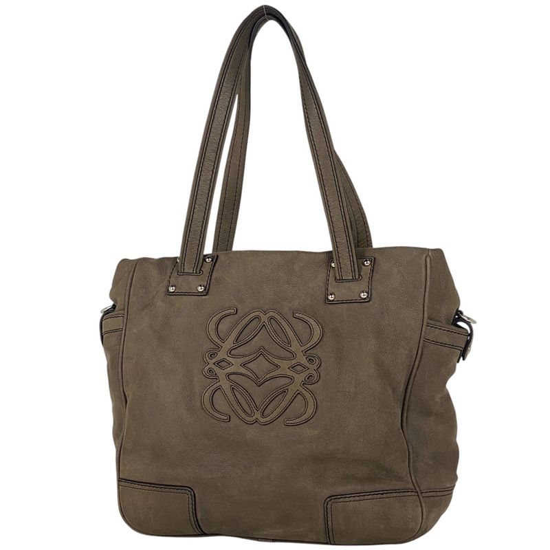 Loewe Anagram Tote Shoulder Bag Tote Leather Brown Women