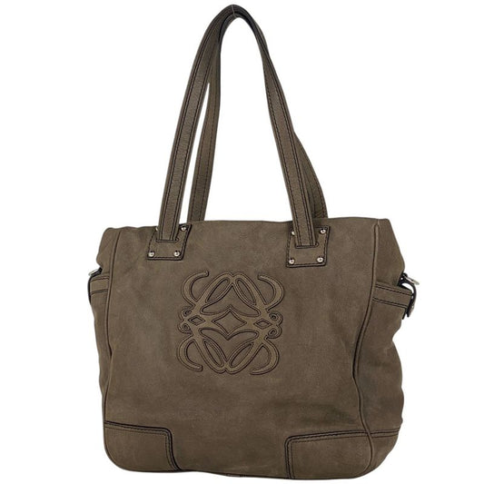 Loewe Anagram Tote Shoulder Bag Tote Leather Brown Women