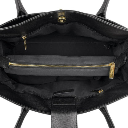 Chanel Executive Line Tote Coco Mark Handbag Tote Leather Black Women