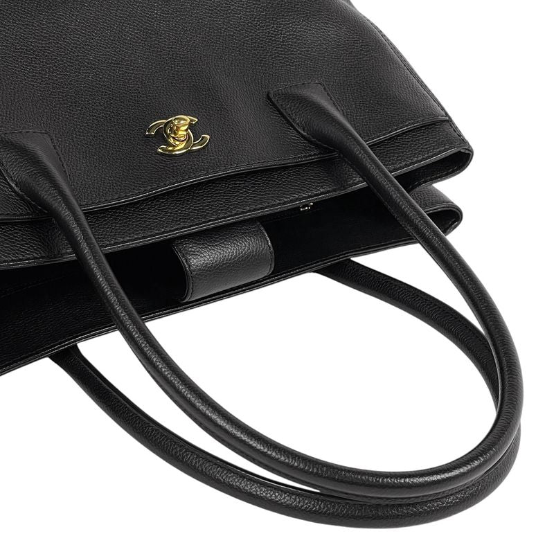 Chanel Executive Line Tote Coco Mark Handbag Tote Leather Black Women
