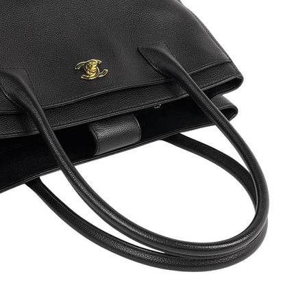 Chanel Executive Line Tote Coco Mark Handbag Tote Leather Black Women