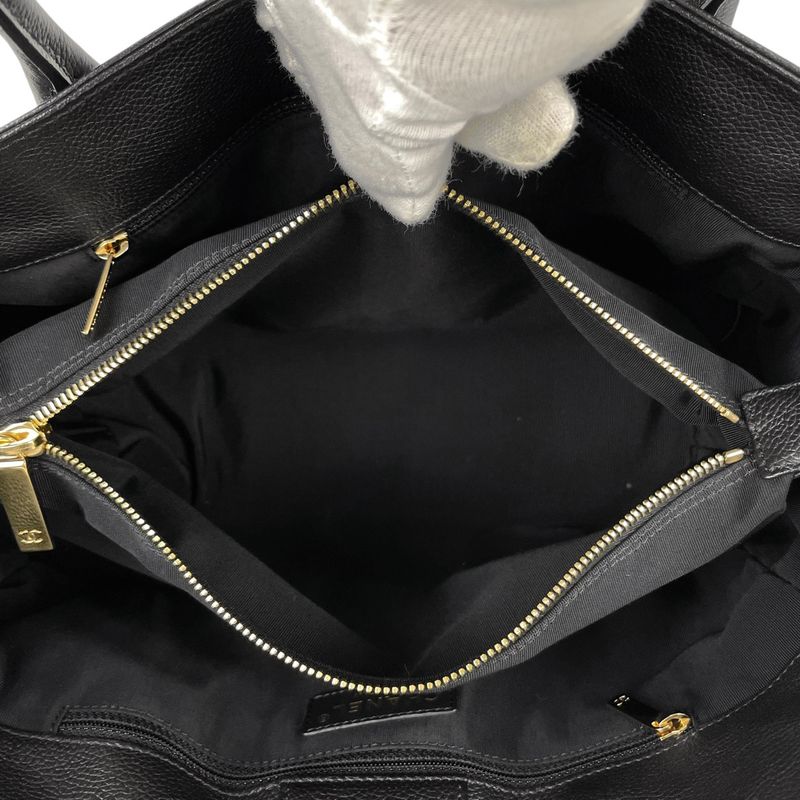 Chanel Executive Line Tote Coco Mark Handbag Tote Leather Black Women