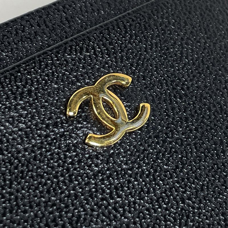 Chanel Coco Mark Card Case Pass Case Card Case Leather Black Women