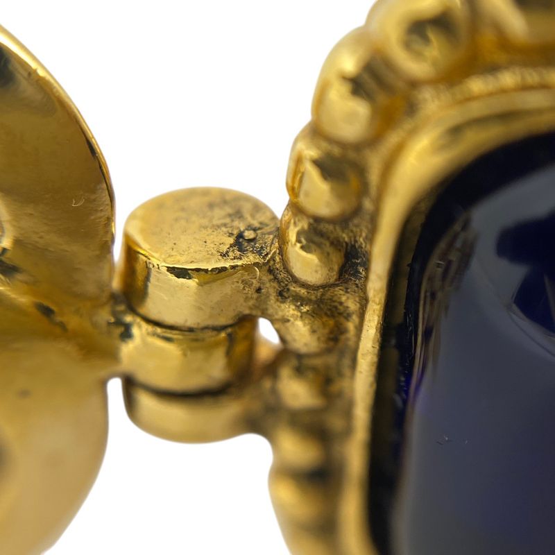 Chanel Logo Colored Stone Earrings Swing Gripore Earrings GP Gold Ladies