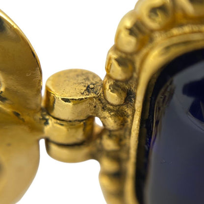 Chanel Logo Colored Stone Earrings Swing Gripore Earrings GP Gold Ladies