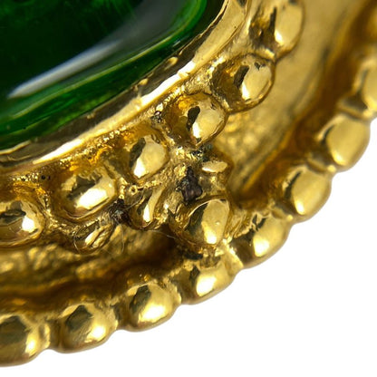 Chanel Logo Colored Stone Earrings Swing Gripore Earrings GP Gold Ladies