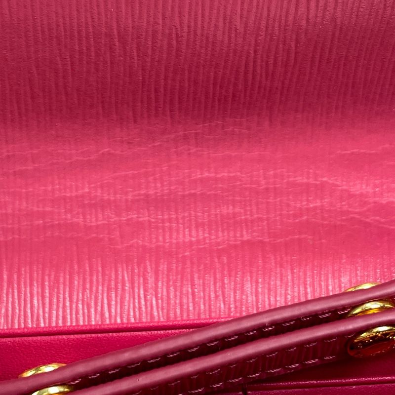 Prada Logo Chain Wallet Long Leather Pink Ladies