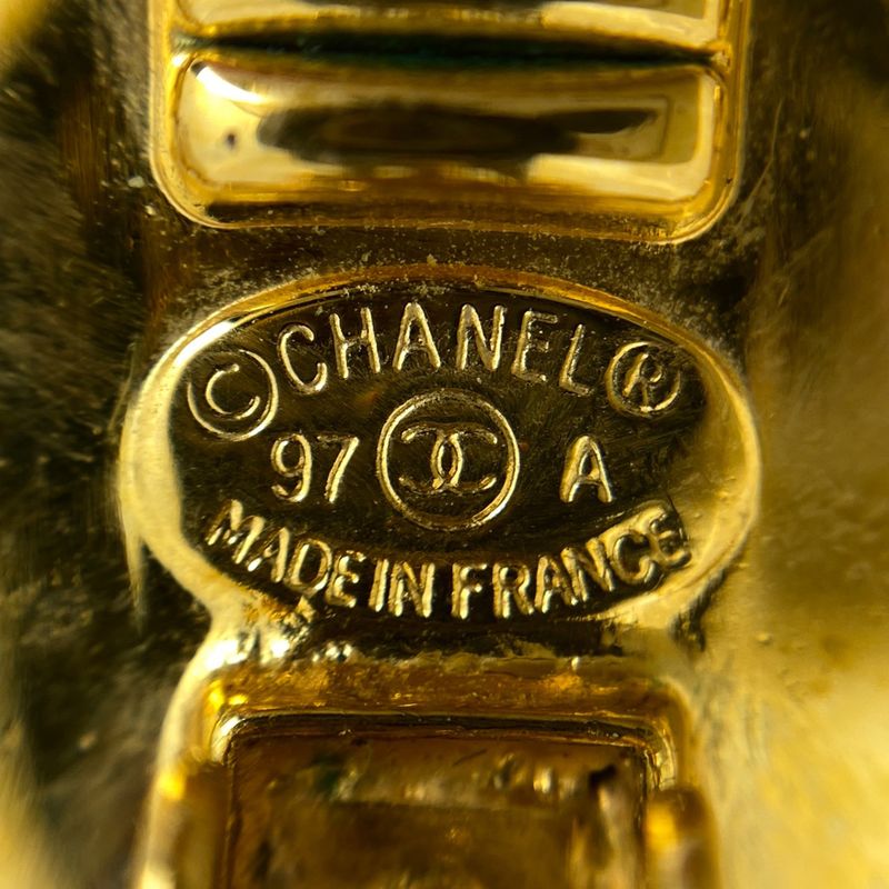 Chanel Coco Mark Rhinestone Earrings Chain Earrings GP Gold Ladies