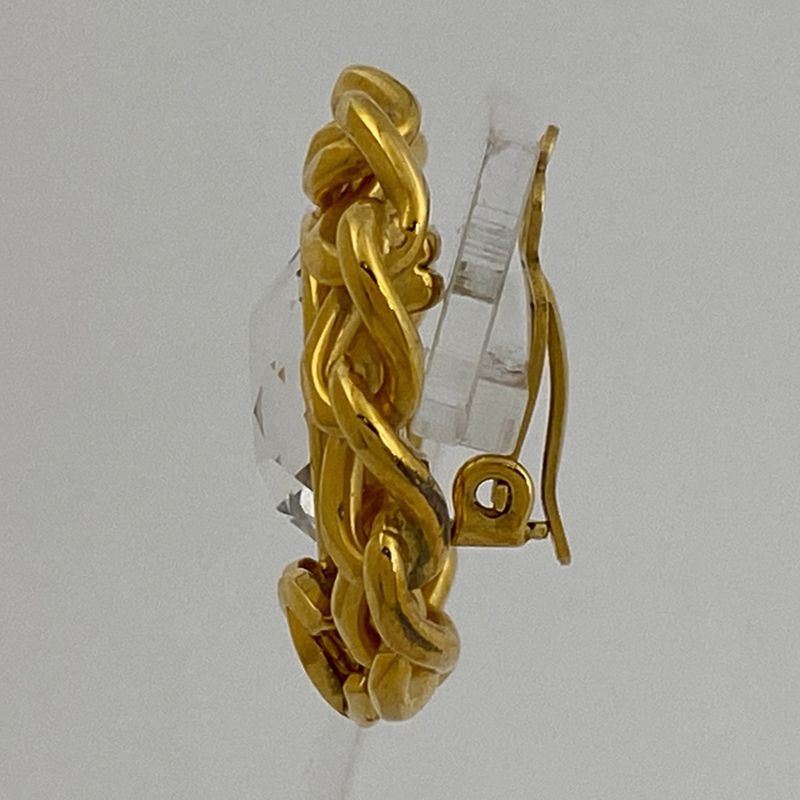 Chanel Coco Mark Rhinestone Earrings Chain Earrings GP Gold Ladies