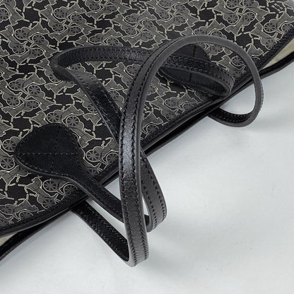 Celine Logo Tote Bag Carriage Pattern Total Sulky Tote Bag Coated Canvas Black