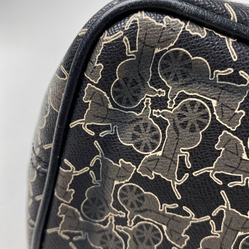 Celine Logo Tote Bag Carriage Pattern Total Sulky Tote Bag Coated Canvas Black