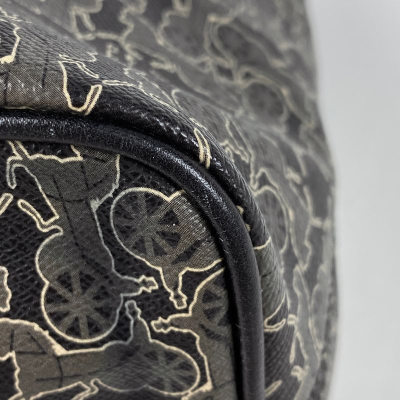 Celine Logo Tote Bag Carriage Pattern Total Sulky Tote Bag Coated Canvas Black