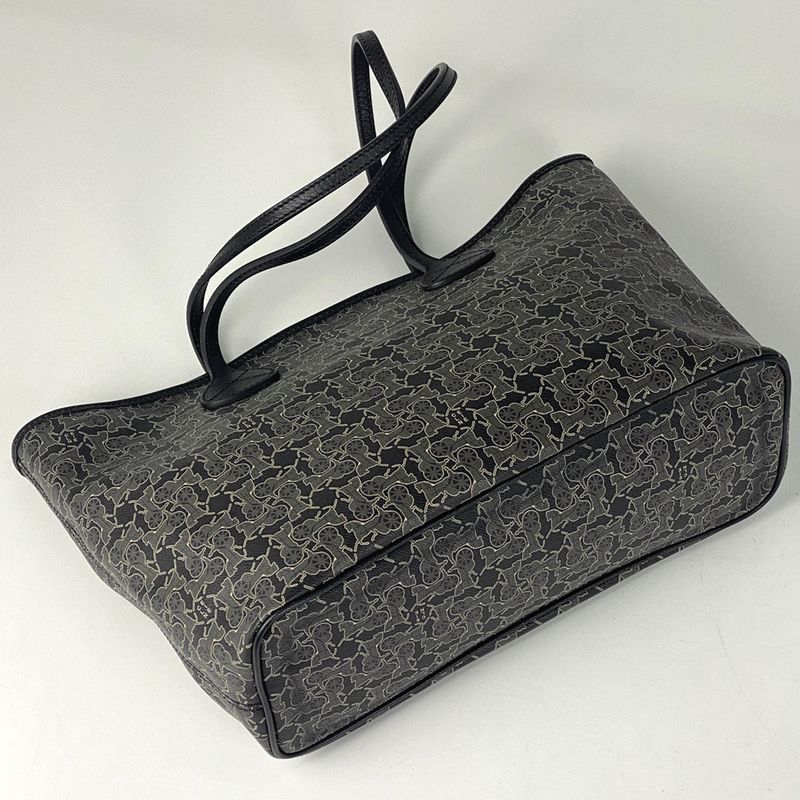 Celine Logo Tote Bag Carriage Pattern Total Sulky Tote Bag Coated Canvas Black