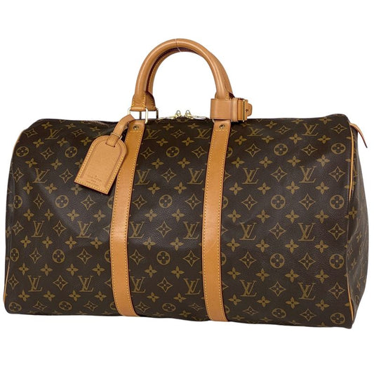 Louis Vuitton Keepall 50 Handbag Travel Business Boston Bag Monogram Brown