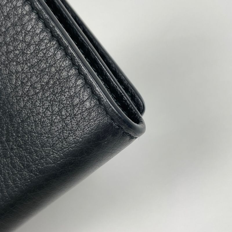 Balenciaga Paper Mini Wallet Logo Trifold Wallet Leather Black 391446 Women