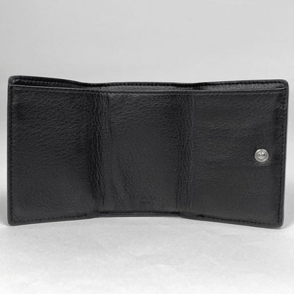 Balenciaga Paper Mini Wallet Logo Trifold Wallet Leather Black 391446 Women