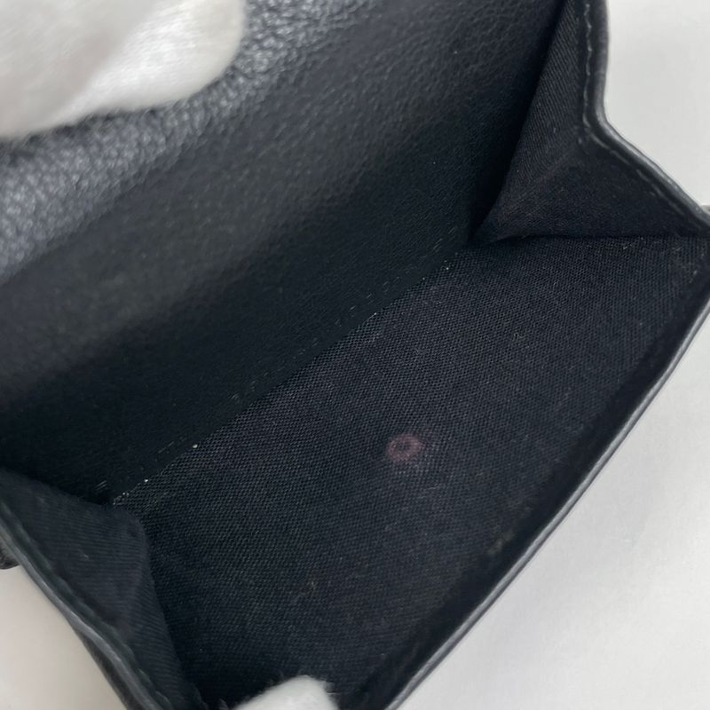 Balenciaga Paper Mini Wallet Logo Trifold Wallet Leather Black 391446 Women