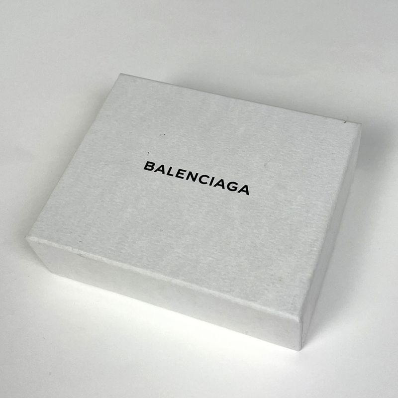 Balenciaga Paper Mini Wallet Logo Trifold Wallet Leather Black 391446 Women