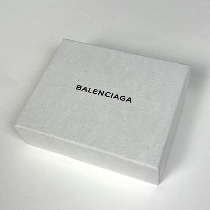 Balenciaga Paper Mini Wallet Logo Trifold Wallet Leather Black 391446 Women