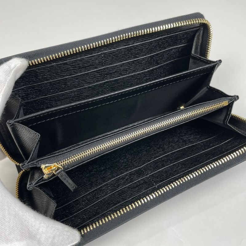 Gucci Logo Round Zipper Long Wallet Round Zip Long Wallet Leather Black 772642