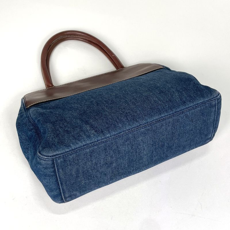 Chanel Coco Mark Tote Handbag Shoulder Tote Bag Denim Blue Women