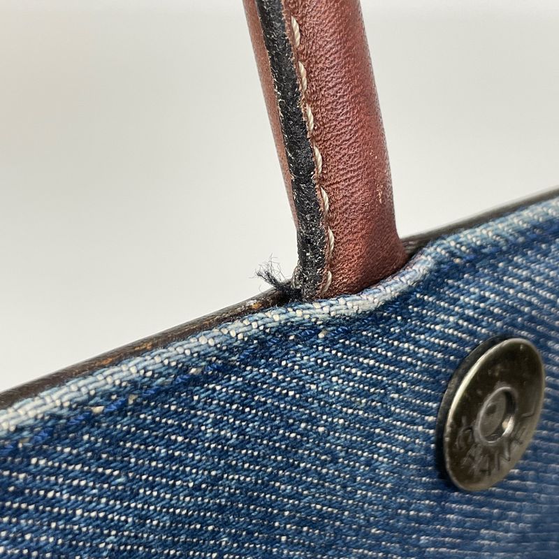 Chanel Coco Mark Tote Handbag Shoulder Tote Bag Denim Blue Women