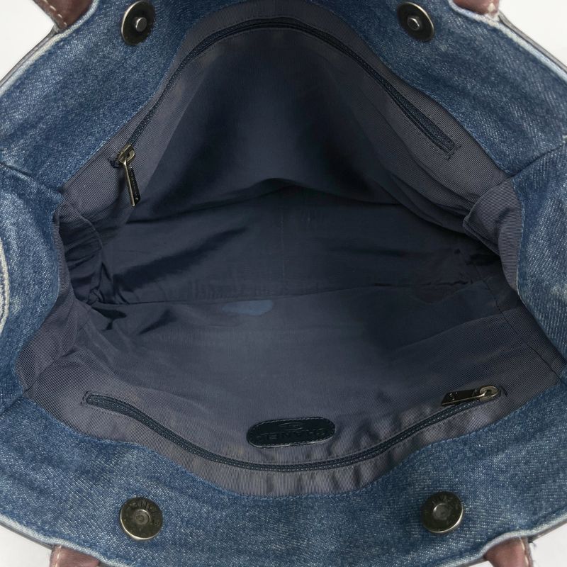 Chanel Coco Mark Tote Handbag Shoulder Tote Bag Denim Blue Women