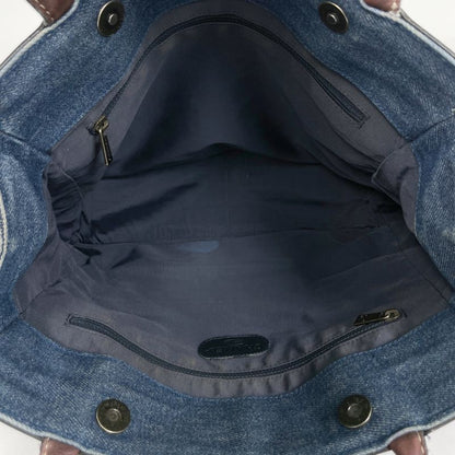 Chanel Coco Mark Tote Handbag Shoulder Tote Bag Denim Blue Women