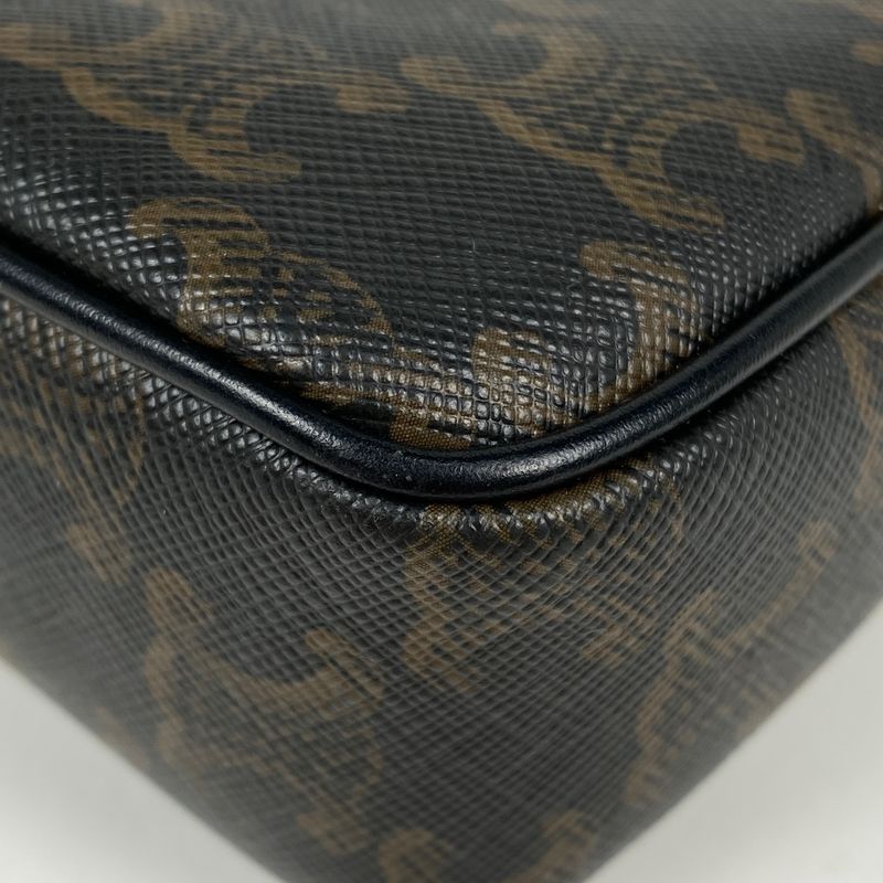 Celine Triomphe Shoulder Bag Crossbody Logo Shoulder Bag Coated Canvas Black