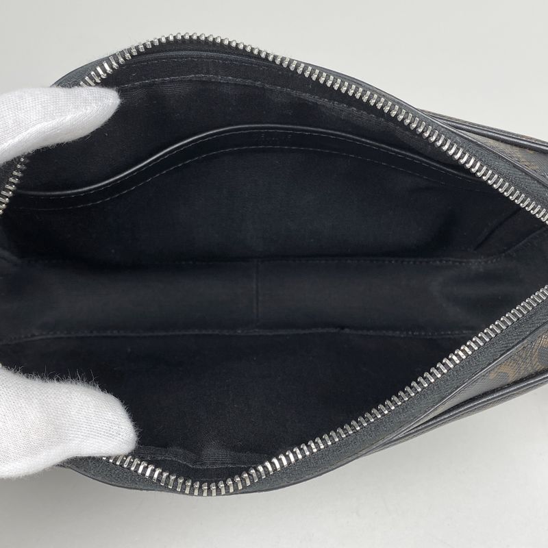 Celine Triomphe Shoulder Bag Crossbody Logo Shoulder Bag Coated Canvas Black