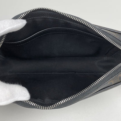 Celine Triomphe Shoulder Bag Crossbody Logo Shoulder Bag Coated Canvas Black