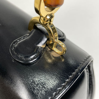 Gucci Bamboo Handbag 2WAY Shoulder Bag Handbag Leather Black 0002046 Women