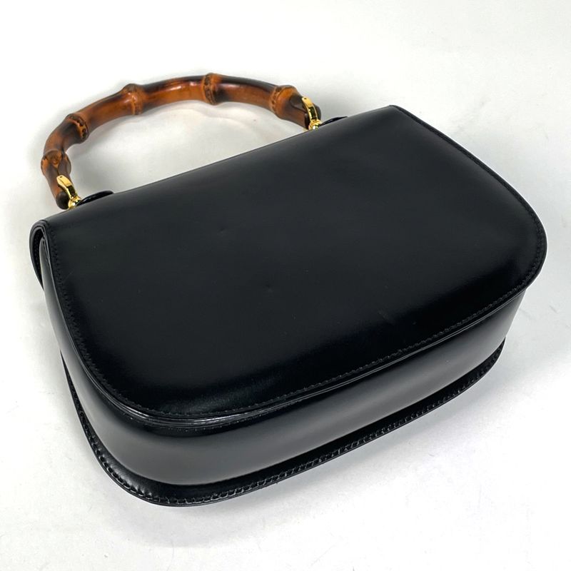 Gucci Bamboo Handbag 2WAY Shoulder Bag Handbag Leather Black 0002046 Women