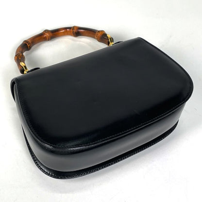 Gucci Bamboo Handbag 2WAY Shoulder Bag Handbag Leather Black 0002046 Women