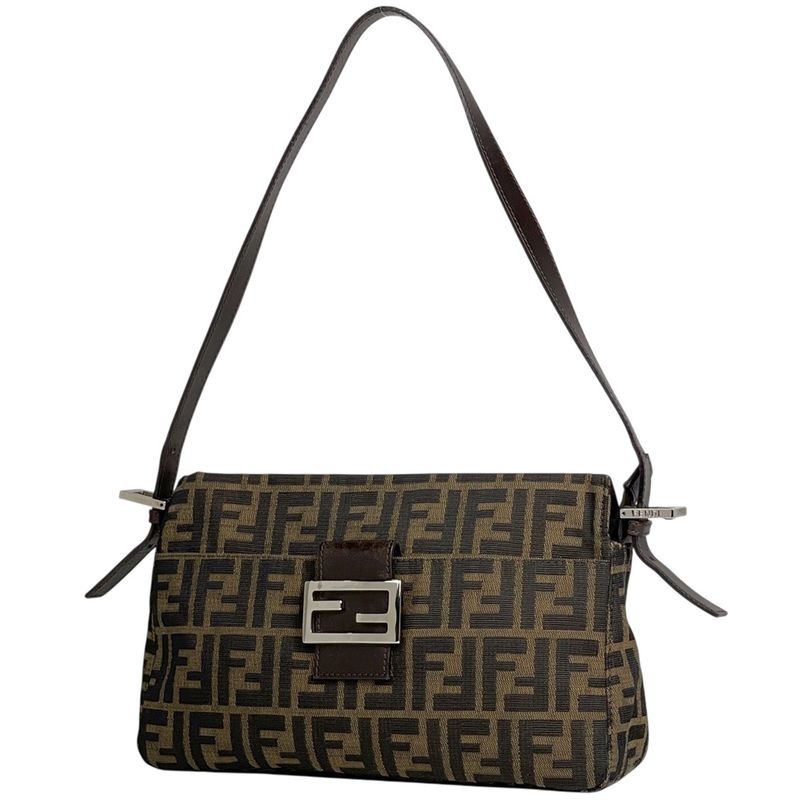Fendi Zucca Pattern Shoulder Bag Handbag Shoulder Bag Canvas Brown 26566 Women