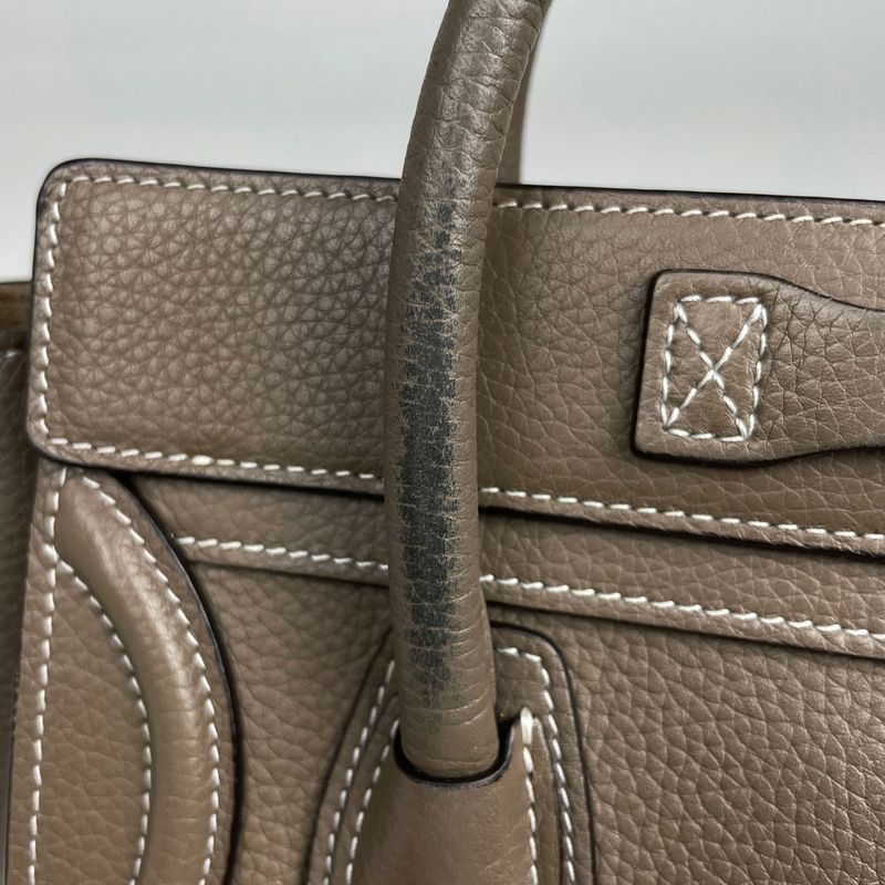 Celine Luggage Nano Shopper 2WAY Shoulder Bag Handbag Leather Brown Women