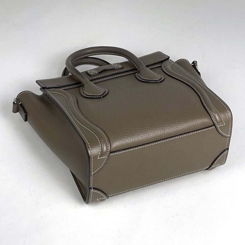 Celine Luggage Nano Shopper 2WAY Shoulder Bag Handbag Leather Brown Women