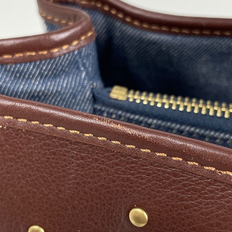 Celine Paris Macadam Tote Bag Shoulder Bag Tote Bag Denim Blue Brown Women's