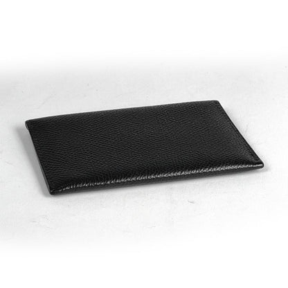 Hermes Envelope Card Holder Pass Case Card Case Leather Black Women