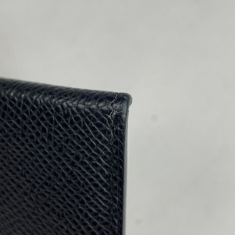 Hermes Envelope Card Holder Pass Case Card Case Leather Black Women