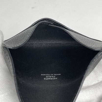 Hermes Envelope Card Holder Pass Case Card Case Leather Black Women