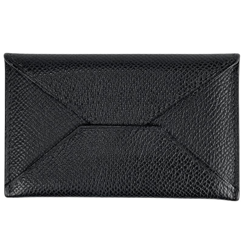 Hermes Envelope Card Holder Pass Case Card Case Leather Black Women