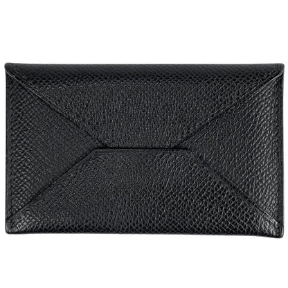 Hermes Envelope Card Holder Pass Case Card Case Leather Black Women